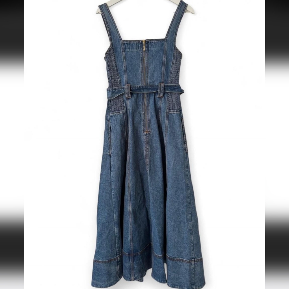 Aje Clay Blue Denim Midi Dress with Belt - Picture 4 of 6
